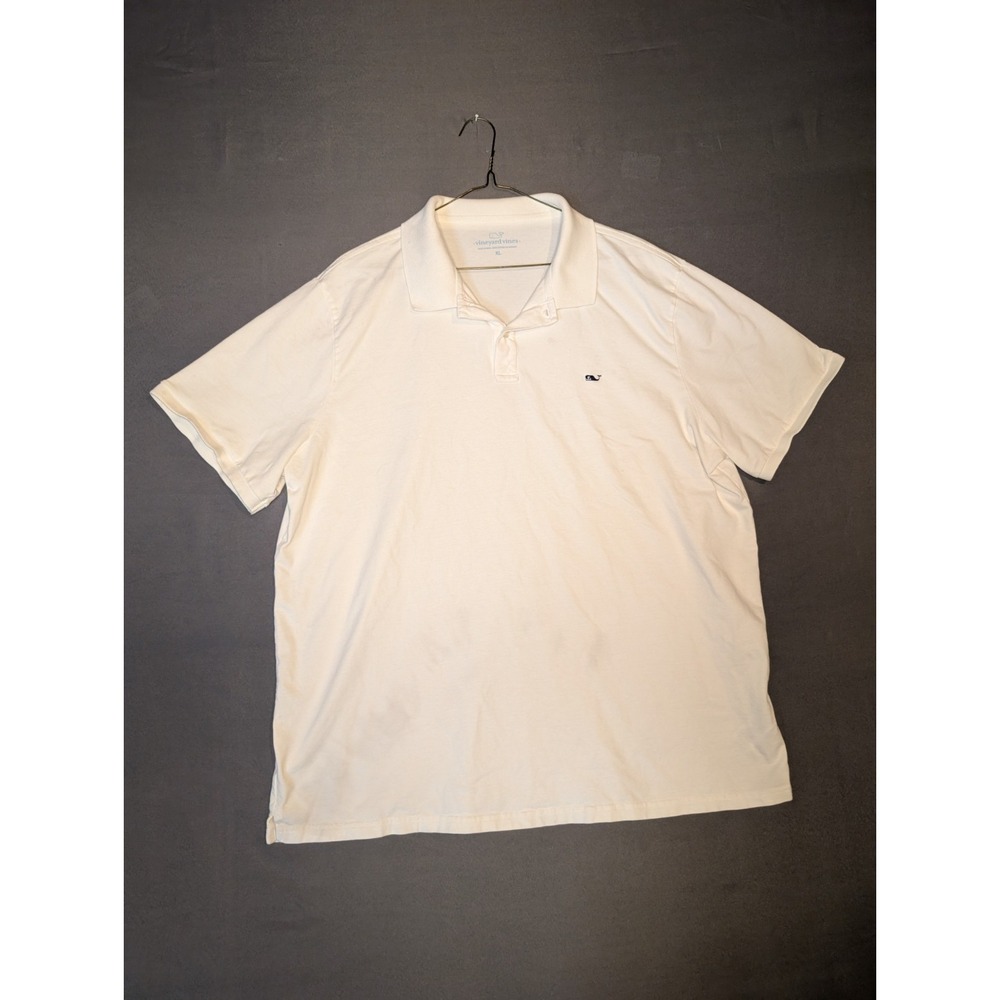 Vineyard Vines Mens XL White Knit Polo Short Sleeve Whale Logo Shirt